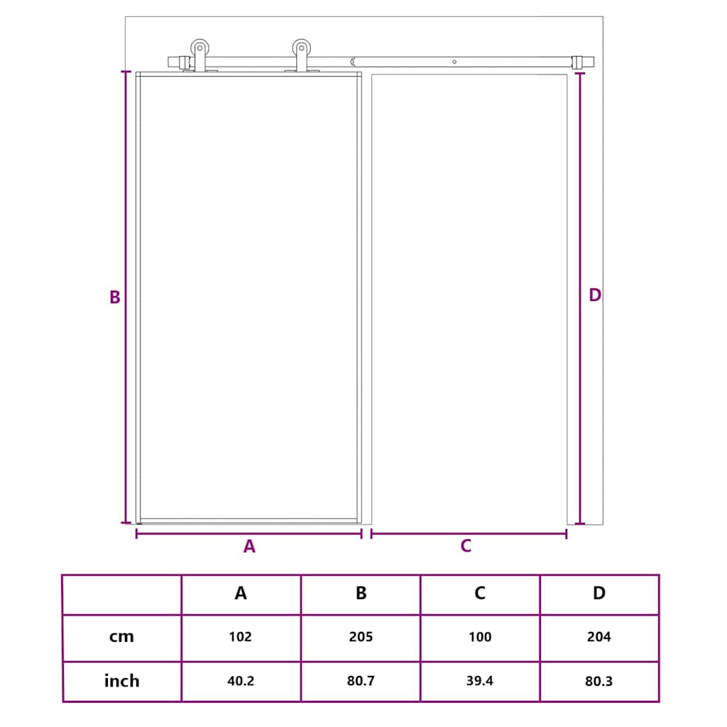 vidaXL Συρόμενη Πόρτα Μαύρη Αμμοβολή 102,5x205 εκ. Γυαλί ESG/Αλουμίνιο