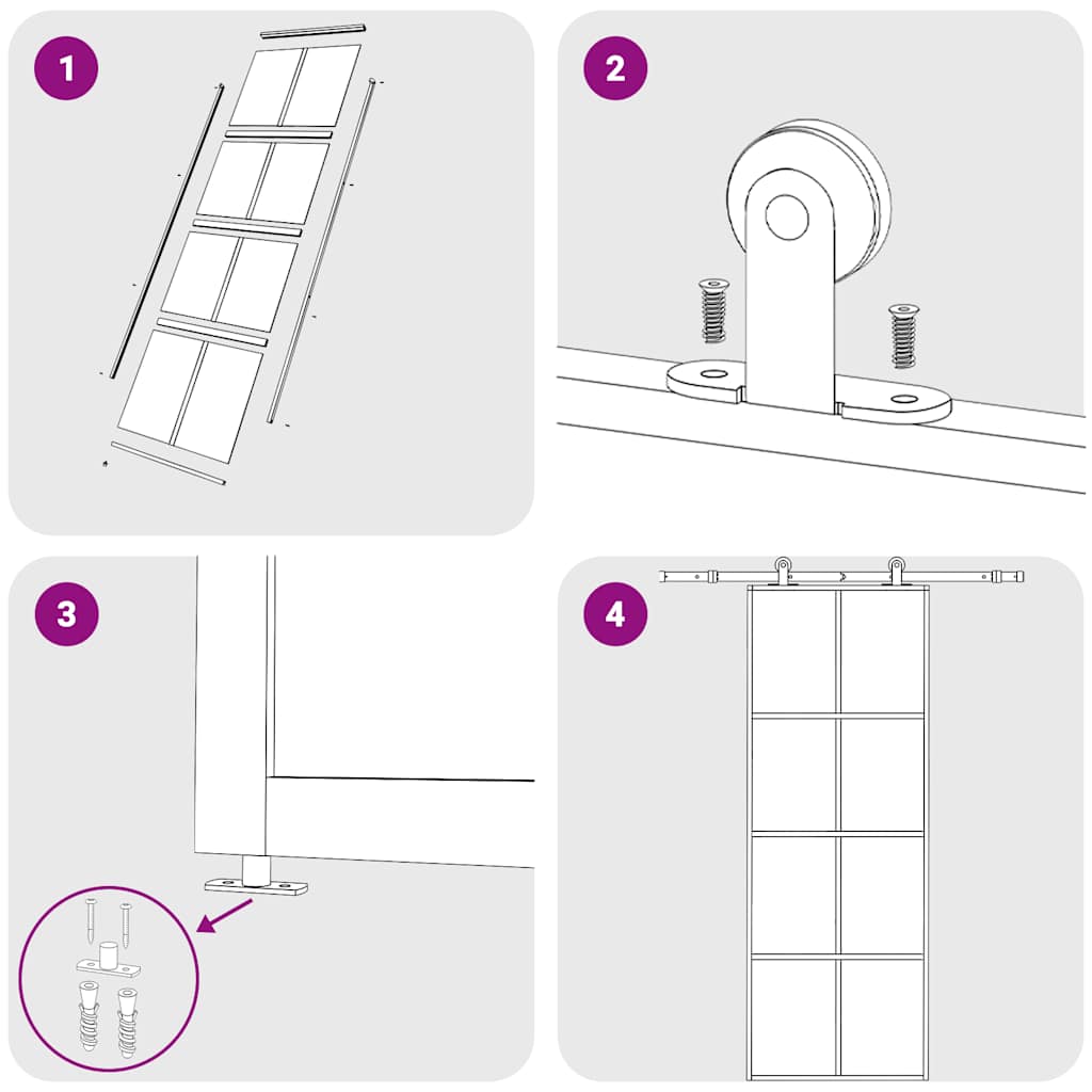 vidaXL Συρόμενη Πόρτα Λευκή Αμμοβολή 76 x 205 εκ. Γυαλί ESG/Αλουμίνιο