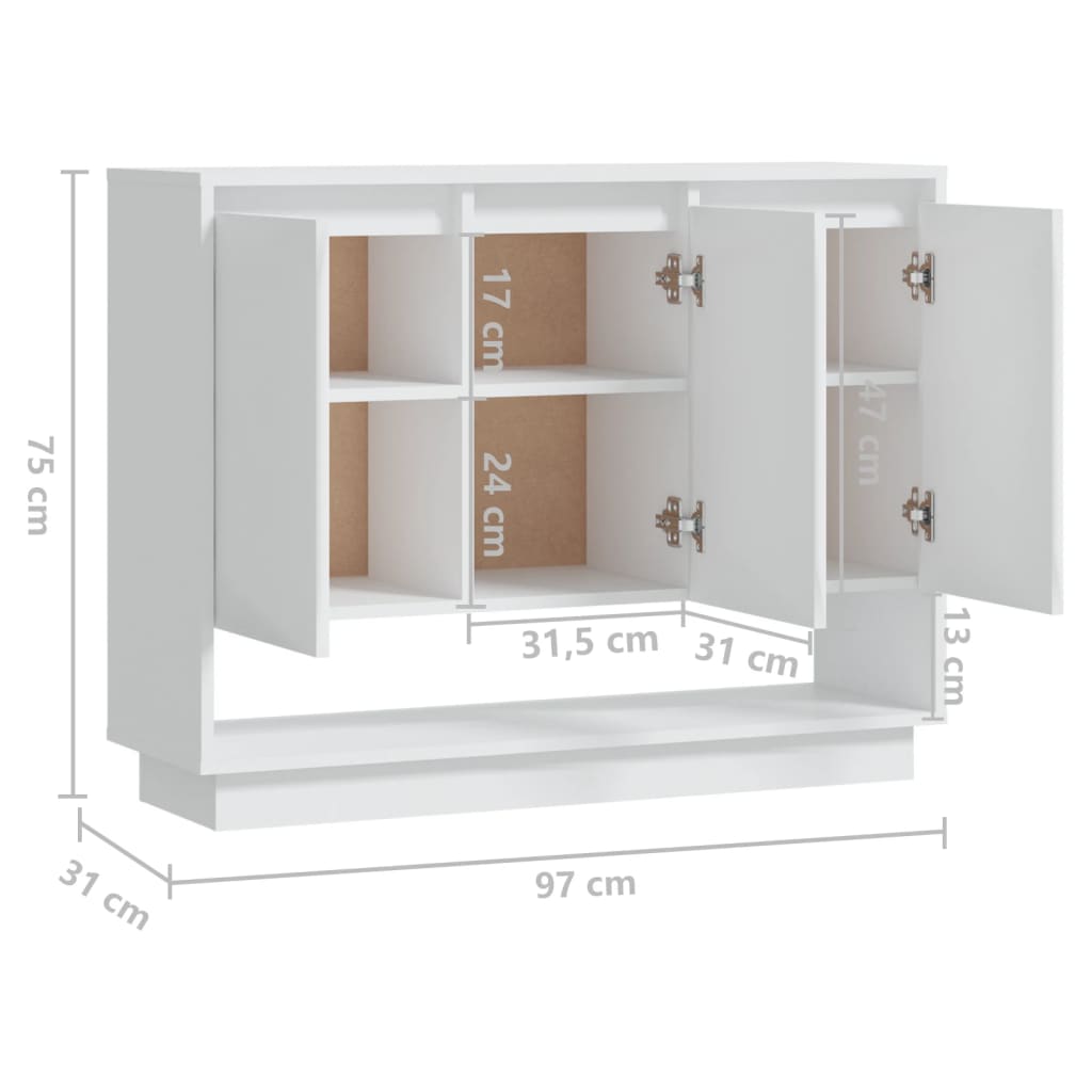 vidaXL Συρταριέρα Λευκή 97x31x75 εκ. από Επεξεργασμένο Ξύλο