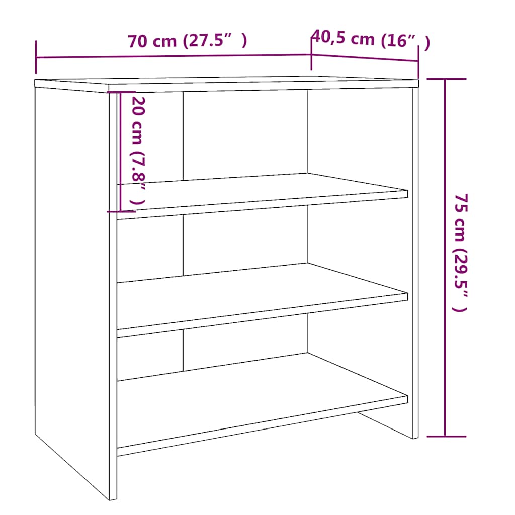 vidaXL Μπουφές Λευκός 70 x 40,5 x 75 εκ. από Μοριοσανίδα