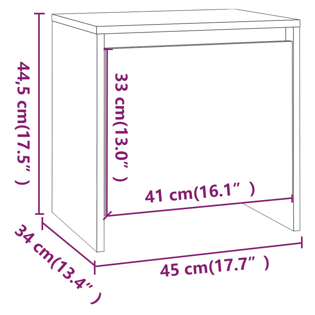 vidaXL Κομοδίνα 2 τεμ. Γκρι Sonoma 45x34x44,5 εκ. από Επεξ. Ξύλο