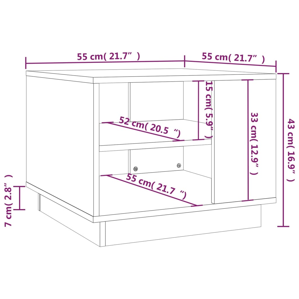 vidaXL Τραπεζάκι Σαλονιού Γκρι Sonoma 55x55x43 εκ. Επεξεργασμένο Ξύλο