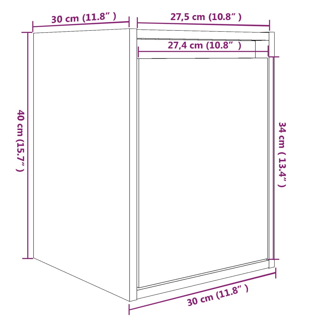 vidaXL Ντουλάπια Τοίχου 2 τεμ. Γκρι 30x30x40 εκ. Μασίφ Ξύλο Πεύκου