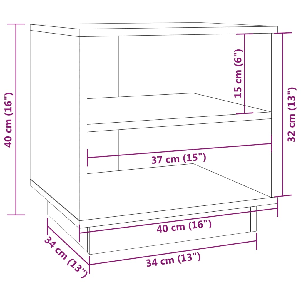 vidaXL Κομοδίνα 2 τεμ. Γκρι 40 x 34 x 40 εκ. από Μασίφ Ξύλο Πεύκου