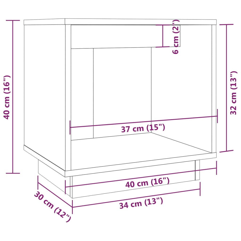 vidaXL Κομοδίνα 2 τεμ. Μαύρα 40 x 30 x 40 εκ. από Μασίφ Ξύλο Πεύκου