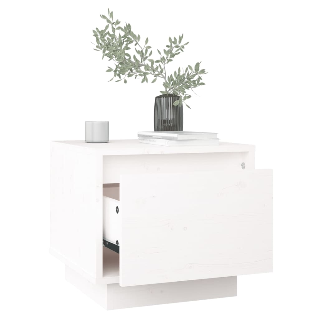 vidaXL Κομοδίνο Λευκό 35 x 34 x 32 εκ. από Μασίφ Ξύλο Πεύκου