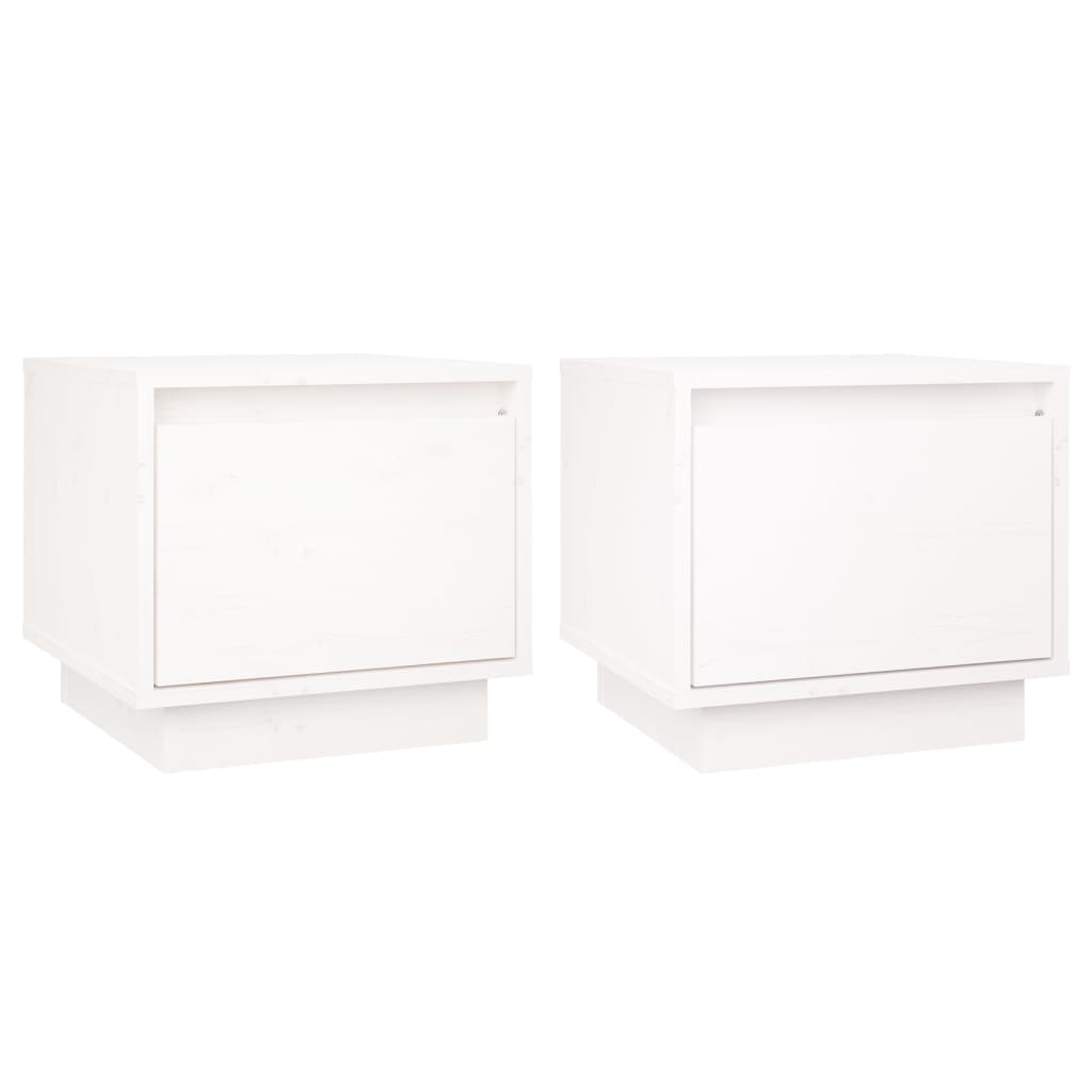 vidaXL Κομοδίνα 2 τεμ. Λευκά 35 x 34 x 32 εκ. από Μασίφ Ξύλο Πεύκου