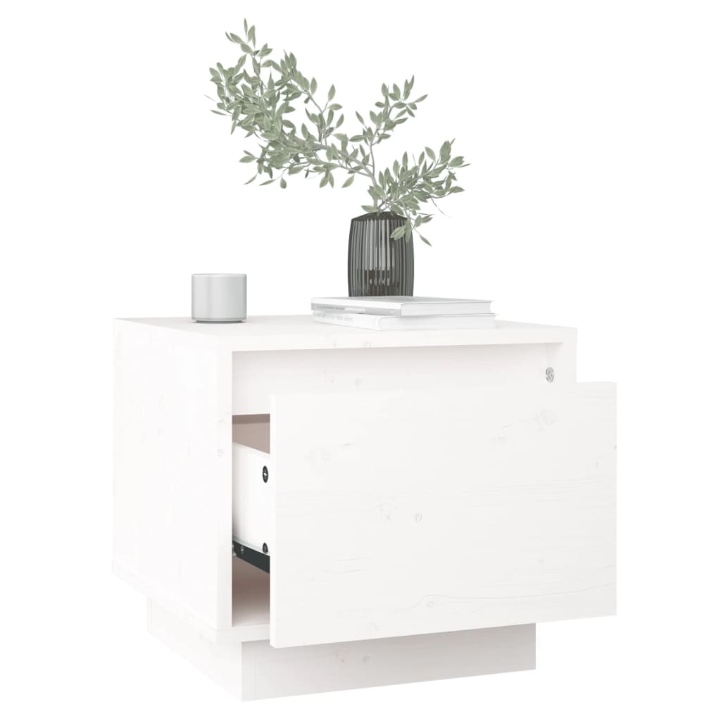 vidaXL Κομοδίνα 2 τεμ. Λευκά 35 x 34 x 32 εκ. από Μασίφ Ξύλο Πεύκου
