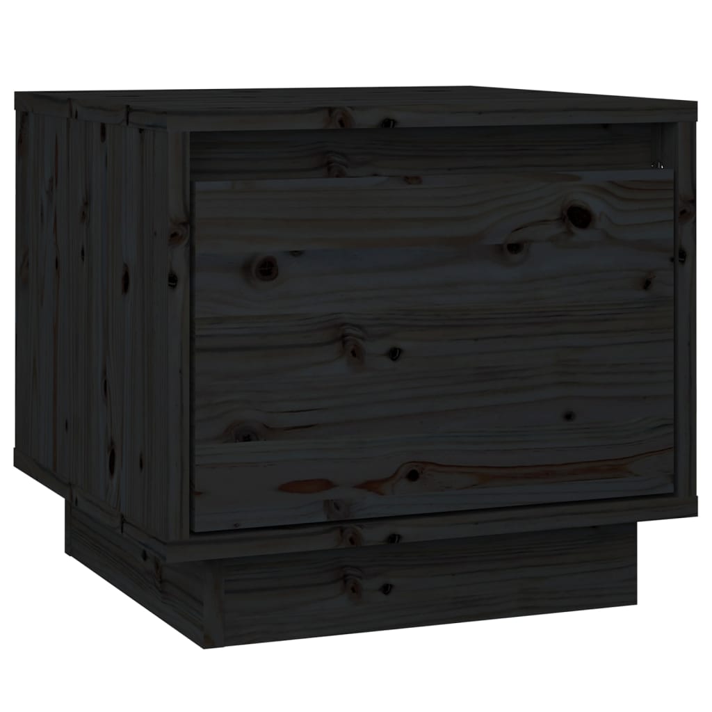 vidaXL Κομοδίνα 2 τεμ. Μαύρα 35 x 34 x 32 εκ. από Μασίφ Ξύλο Πεύκου