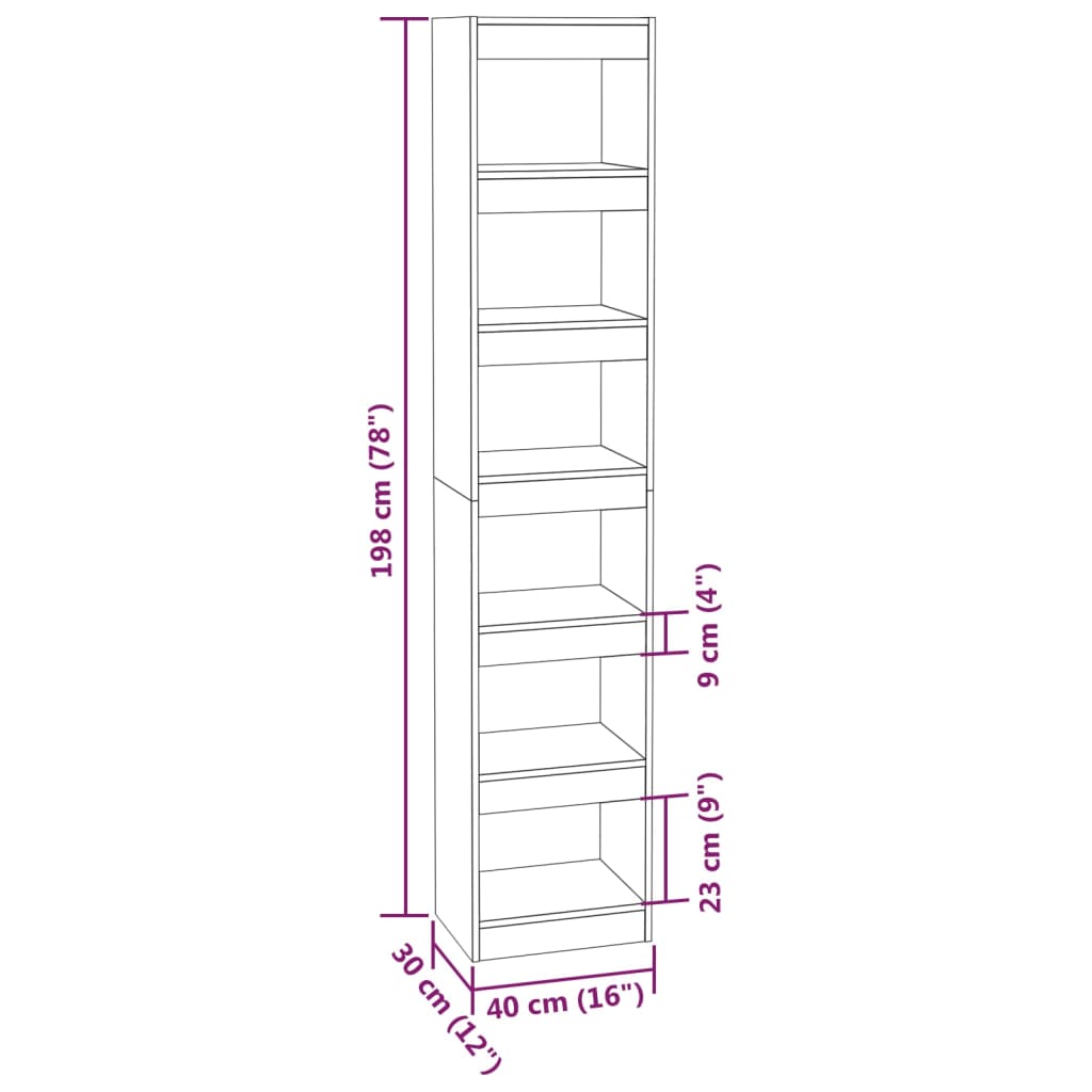 vidaXL Βιβλιοθήκη/Διαχωριστικό Χώρου Λευκό 40x30x198 εκ. Επεξ. Ξύλο