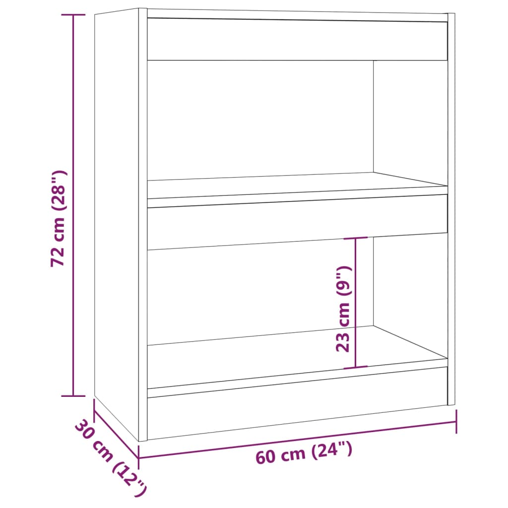 vidaXL Βιβλιοθήκη/Διαχωριστικό Χώρου Λευκό 60x30x72 εκ. Επεξ. Ξύλο