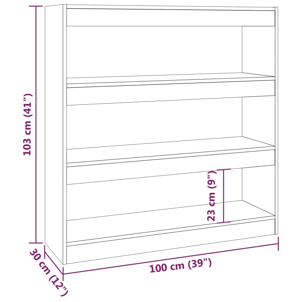 vidaXL Βιβλιοθήκη/Διαχωριστικό Χώρου Μαύρο 100 x 30 x 103 εκ.