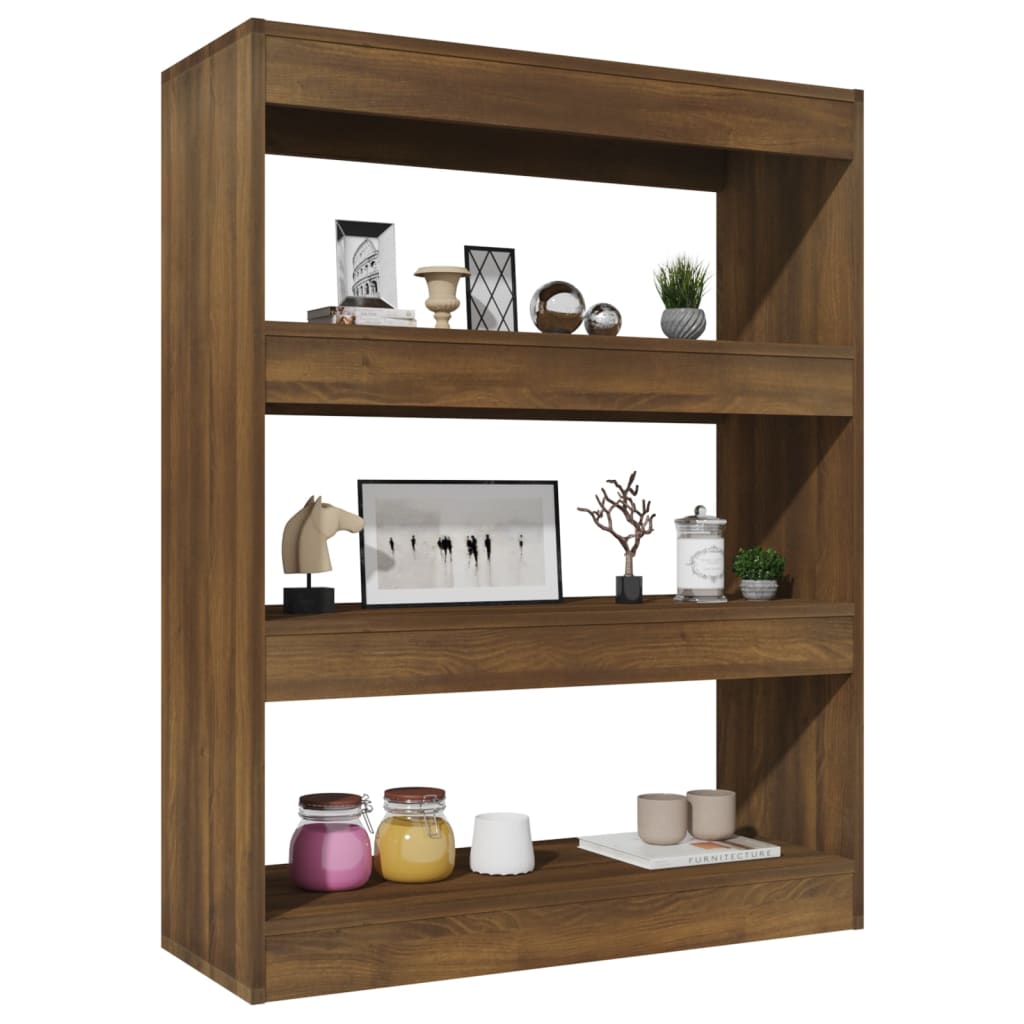 vidaXL Βιβλιοθήκη/Διαχωρ. Χώρου Καφέ Δρυς 80x30x103 εκ. Επεξεργ. Ξύλο