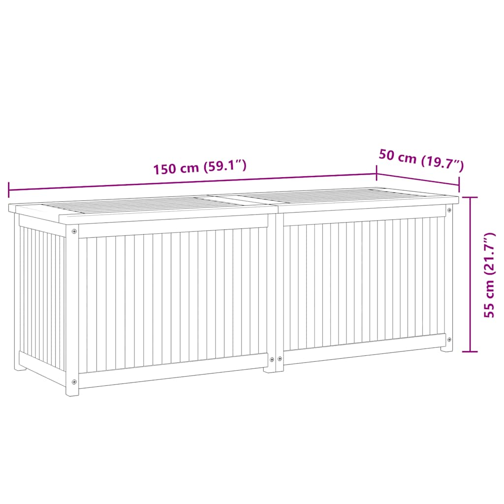 vidaXL Μπαούλο Κήπου 150 x 50 x 55 εκ. από Μασίφ Ξύλο Teak