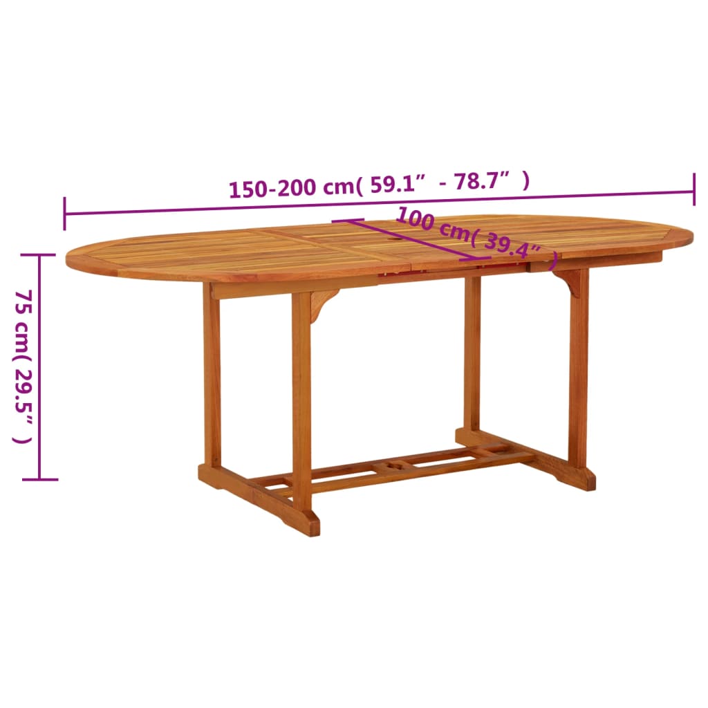 vidaXL Τραπέζι Κήπου 200 x 100 x 75 εκ. από Μασίφ Ξύλο Ευκαλύπτου