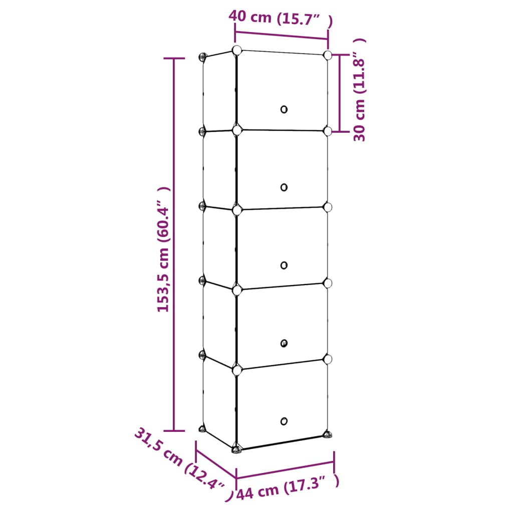 vidaXL Παπουτσοθήκη Διαφανής 44 x 31,5 x 153,5 εκ. από Πολυπροπυλένιο