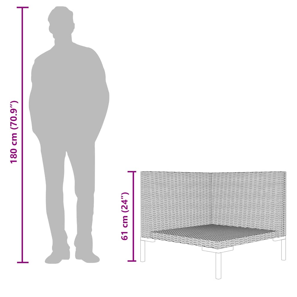 vidaXL Καναπές Κήπου από Ημικυκλικό Συνθετικό Ρατάν με Μαξιλάρια