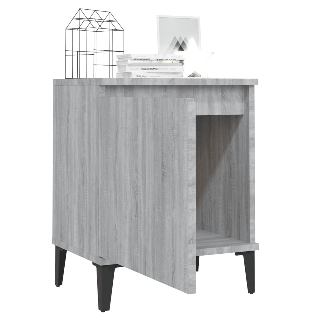vidaXL Κομοδίνα Γκρι Sonoma 40 x 30 x 50 εκ. με Μεταλλικά Πόδια