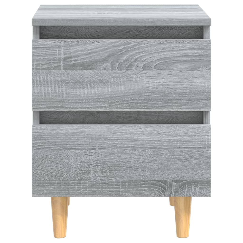 vidaXL Κομοδίνα 2 τεμ. Γκρι Sonoma 40x35x50 εκ. με Μασίφ Ξύλινα Πόδια