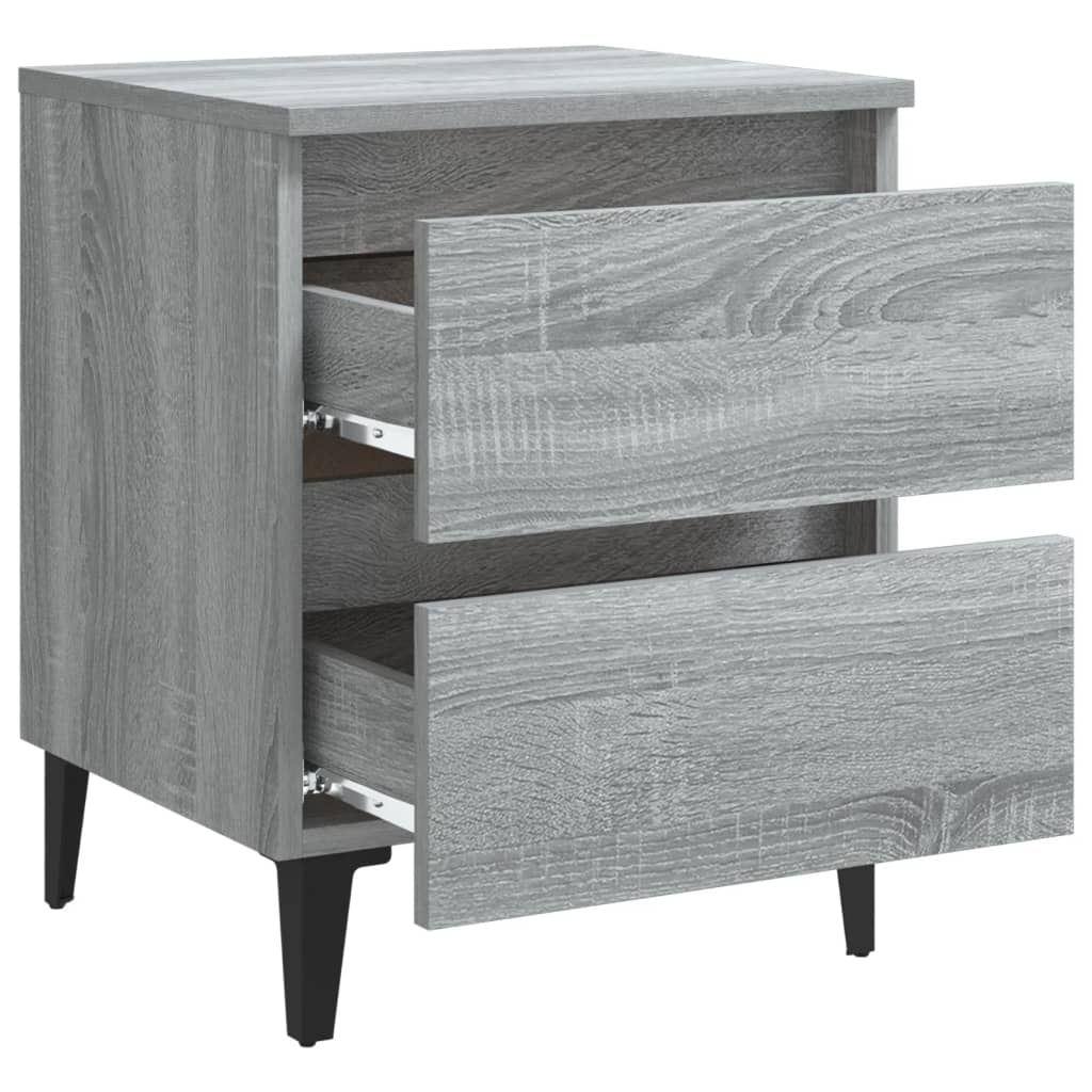 vidaXL Κομοδίνο Γκρι Sonoma 40 x 35 x 50 εκ. με Μεταλλικά Πόδια