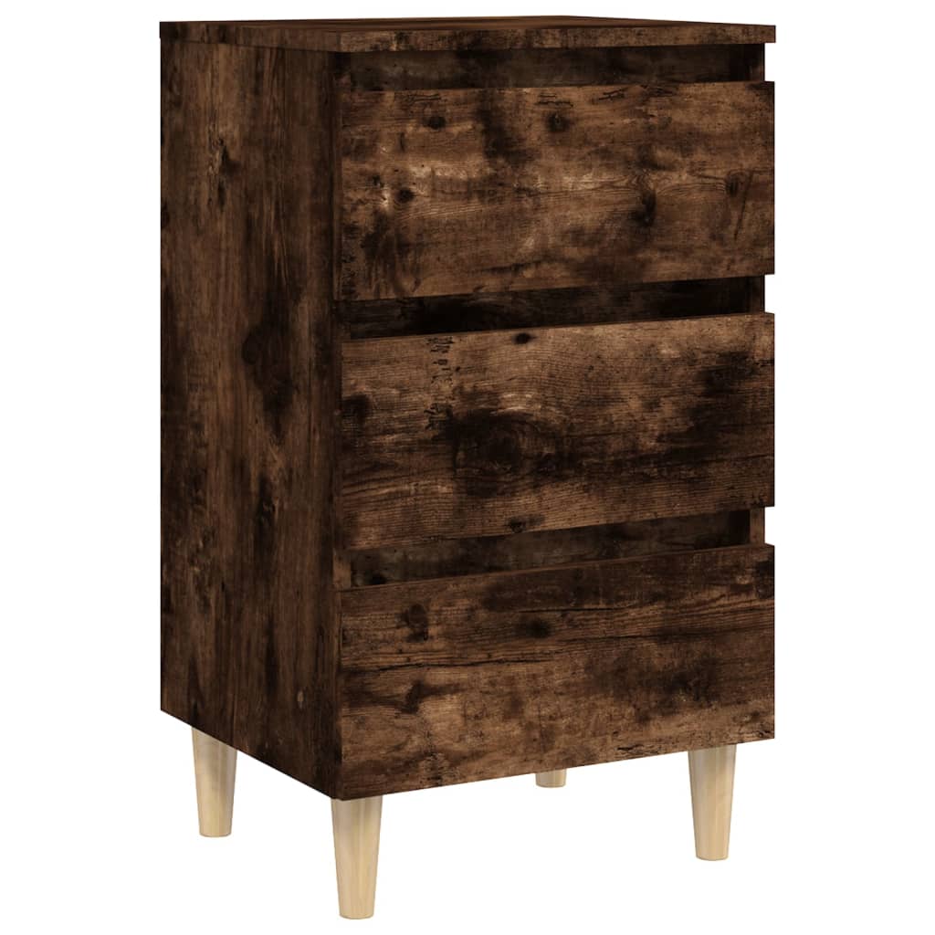 vidaXL Κομοδίνα 2 τεμ. Καπνιστή Δρυς 40x35x69 εκ. Μασίφ Ξύλινα Πόδια