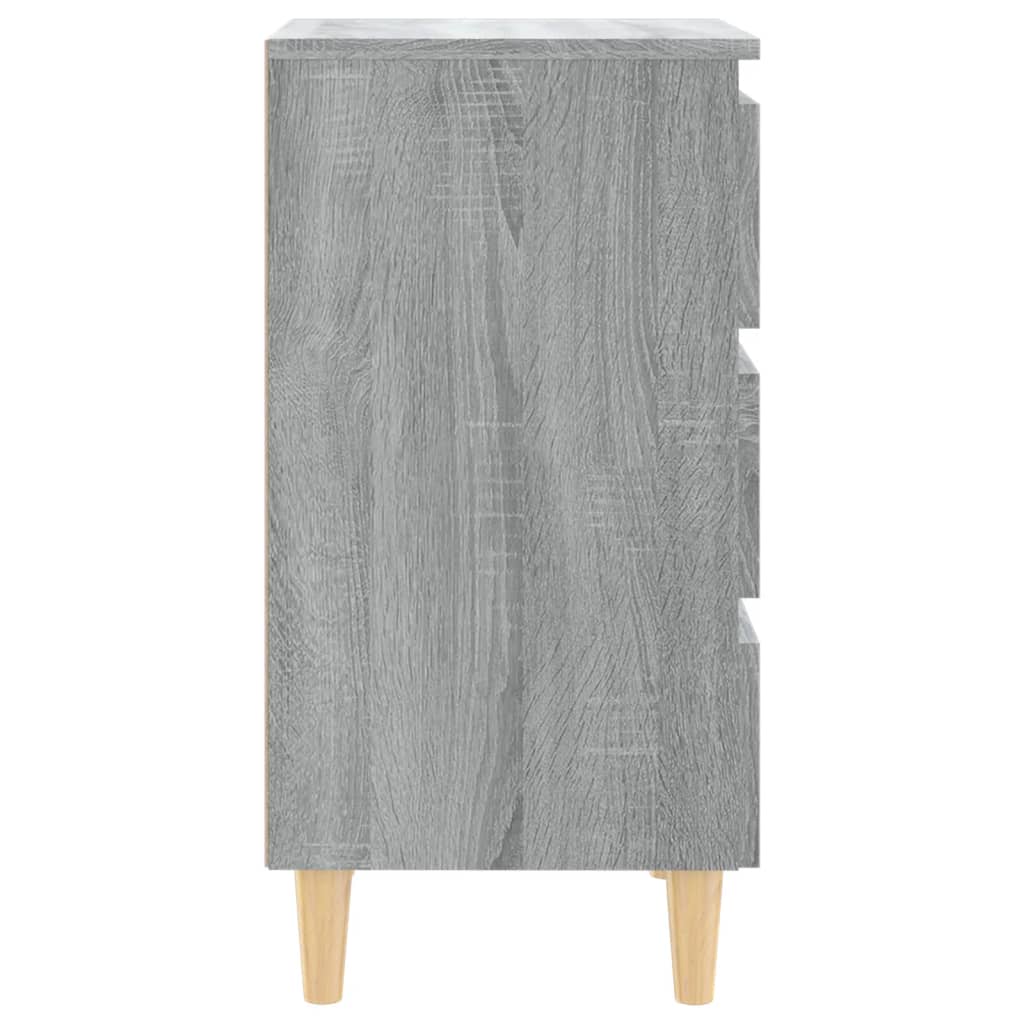 vidaXL Κομοδίνα 2 τεμ. Γκρι Sonoma 40x35x69 εκ. με Μασίφ Ξύλινα Πόδια