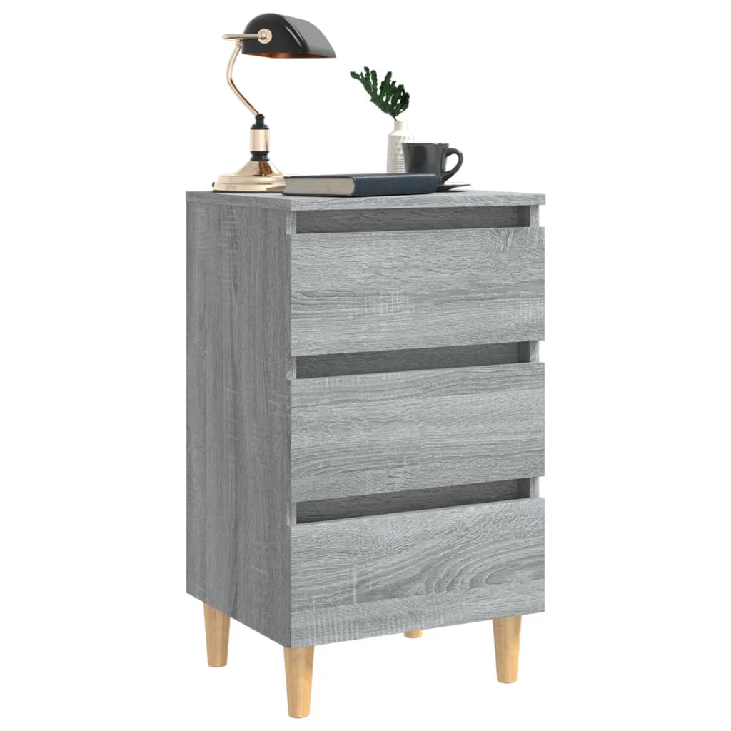 vidaXL Κομοδίνα 2 τεμ. Γκρι Sonoma 40x35x69 εκ. με Μασίφ Ξύλινα Πόδια