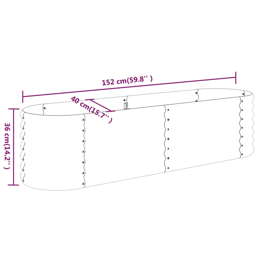 vidaXL Ζαρντινιέρα Υπερυψ. Πράσινη 152x40x36 εκ. Ατσάλι Ηλεκτρ. Βαφή