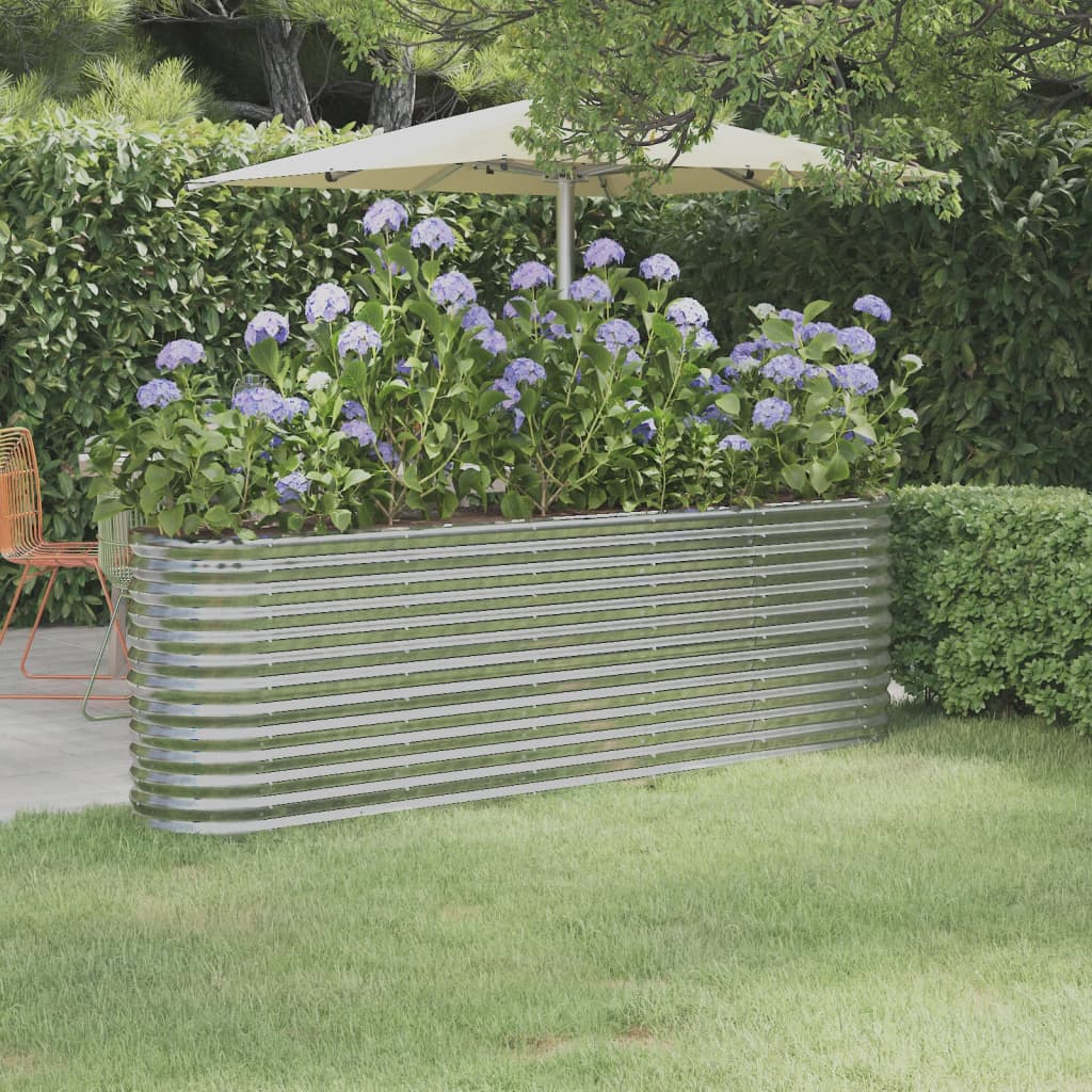 vidaXL Ζαρντινιέρα Ασημί 224x40x68 εκ. Ατσάλι με Ηλεκτρ. Βαφή Πούδρας