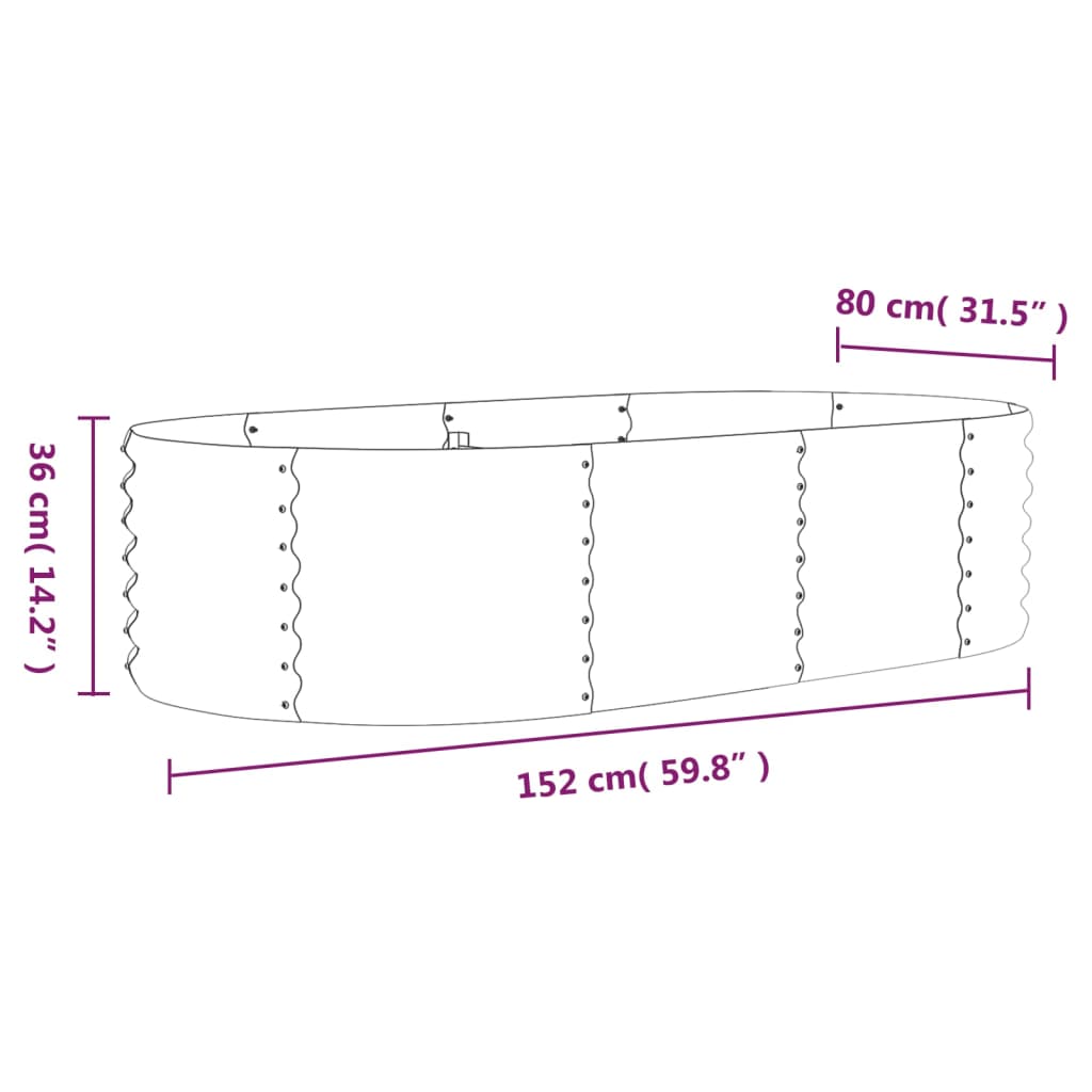 vidaXL Ζαρντινιέρα Καφέ 152x80x36 εκ. Γαλβανισμένος χάλυβας