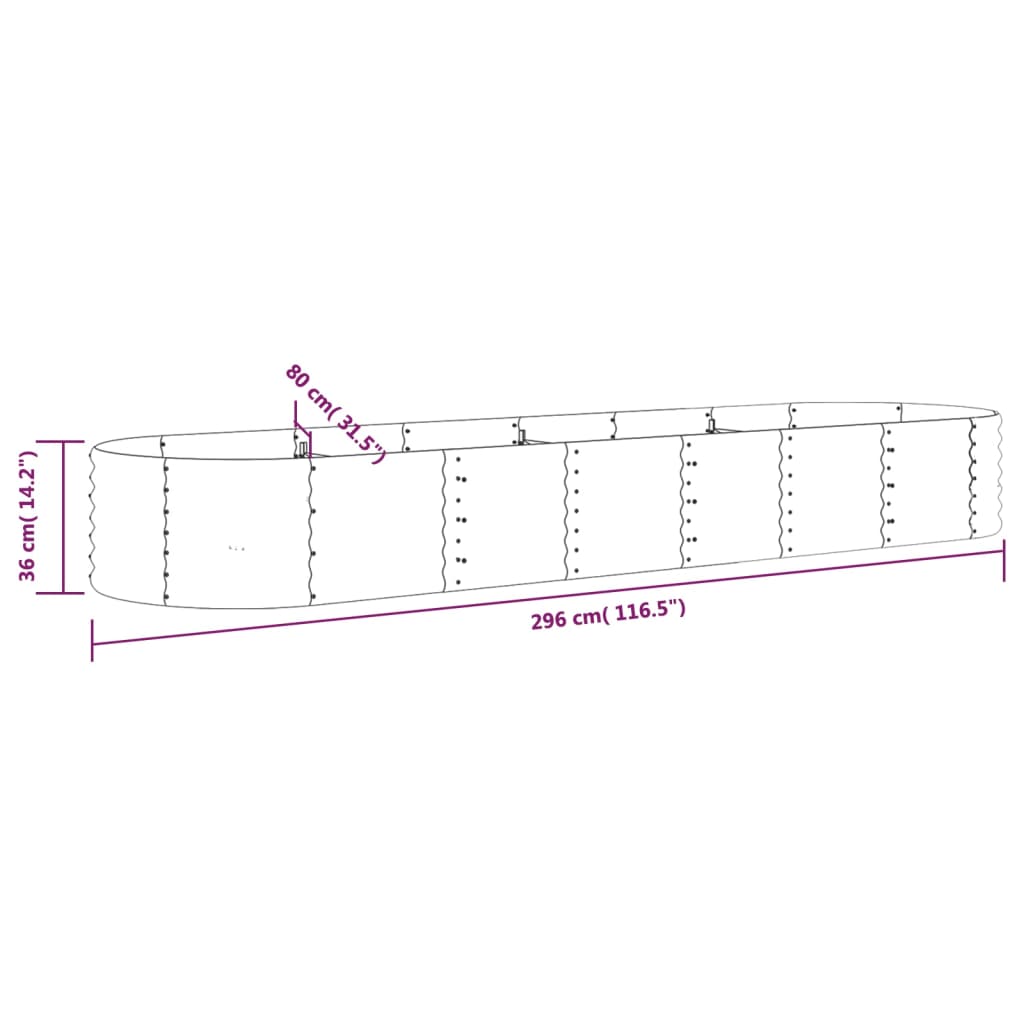 vidaXL Ζαρντινιέρα Ανθρακί 296x80x36 εκ Ατσάλι με Ηλεκτρ. Βαφή Πούδρας