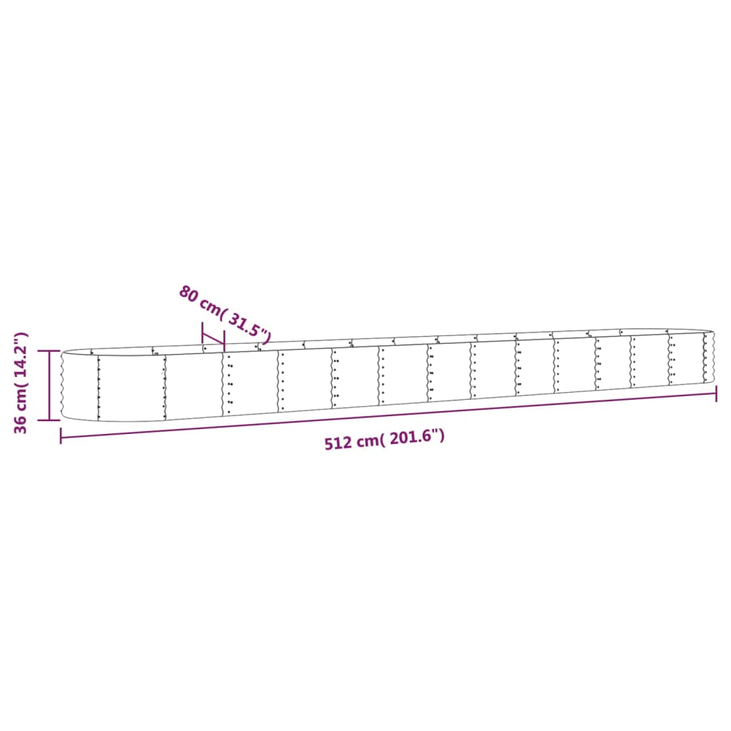 vidaXL Ζαρντινιέρα Ανθρακί 512x80x36 εκ Ατσάλι με Ηλεκτρ. Βαφή Πούδρας
