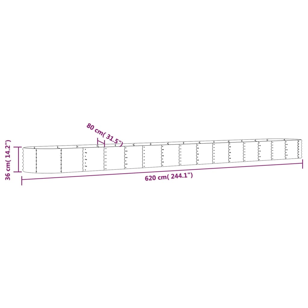 vidaXL Ζαρντινιέρα Πράσινη 620x80x36 εκ Ατσάλι με Ηλεκτρ. Βαφή Πούδρας