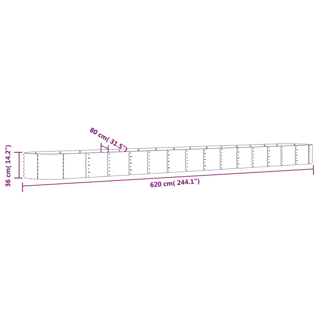 vidaXL Ζαρντινιέρα Ανθρακί 620x80x36 εκ Ατσάλι με Ηλεκτρ. Βαφή Πούδρας