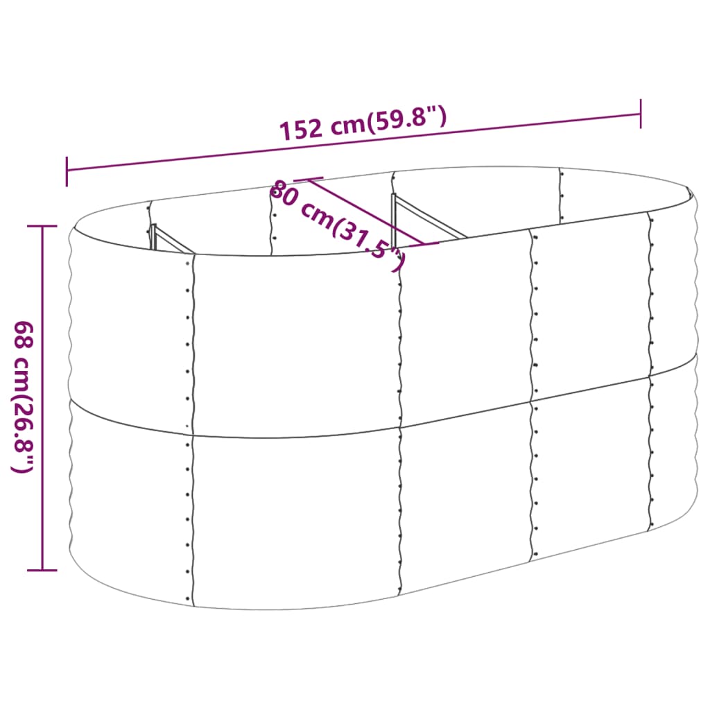 vidaXL Ζαρντινιέρα Καφέ 152x80x68 εκ. Γαλβανισμένος χάλυβας