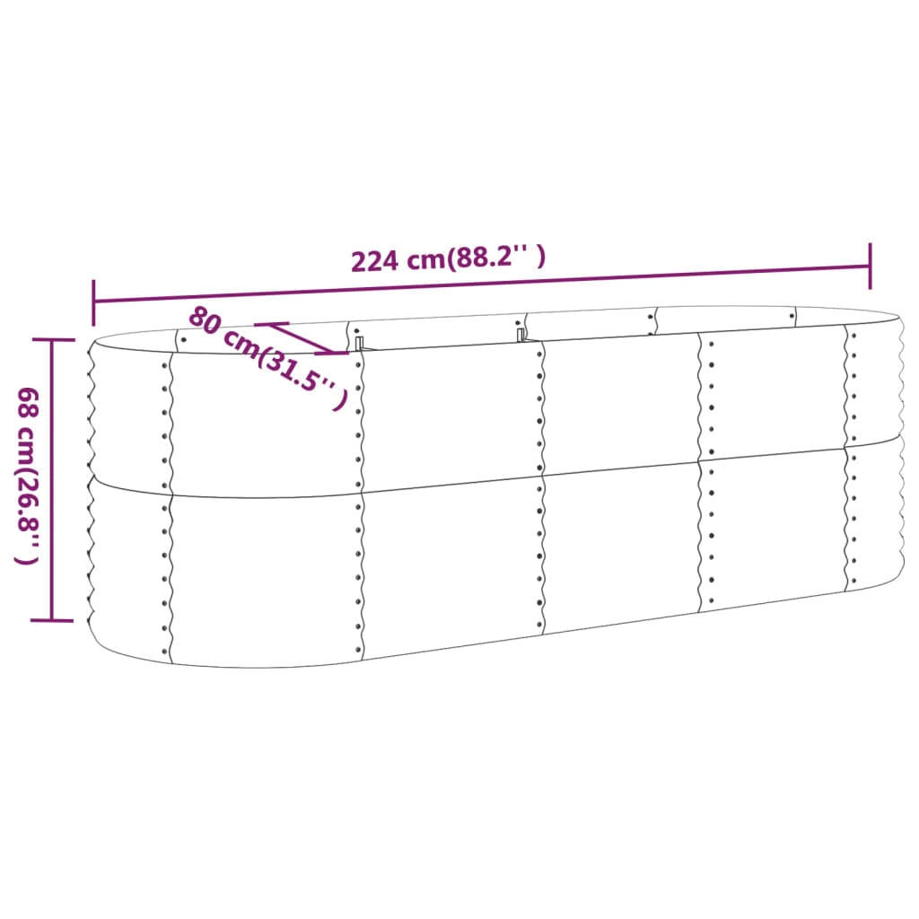 vidaXL Ζαρντινιέρα Γκρι 224x80x68 εκ. Γαλβανισμένος χάλυβας