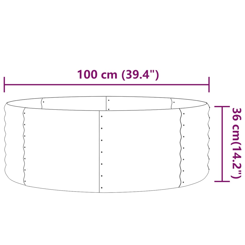 vidaXL Ζαρντινιέρα Πράσινη 100x100x36εκ Ατσάλι με Ηλεκτρ. Βαφή Πούδρας