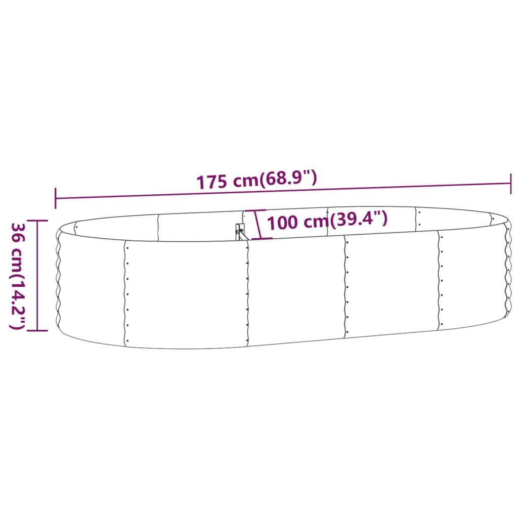 vidaXL Ζαρντινιέρα Γκρι 175x100x36 εκ. Ατσάλι με Ηλεκτρ. Βαφή Πούδρας
