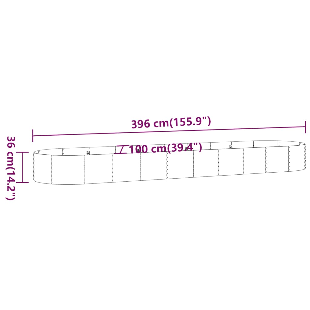 vidaXL Ζαρντινιέρα Ανθρακί 396x100x36εκ Ατσάλι με Ηλεκτρ. Βαφή Πούδρας