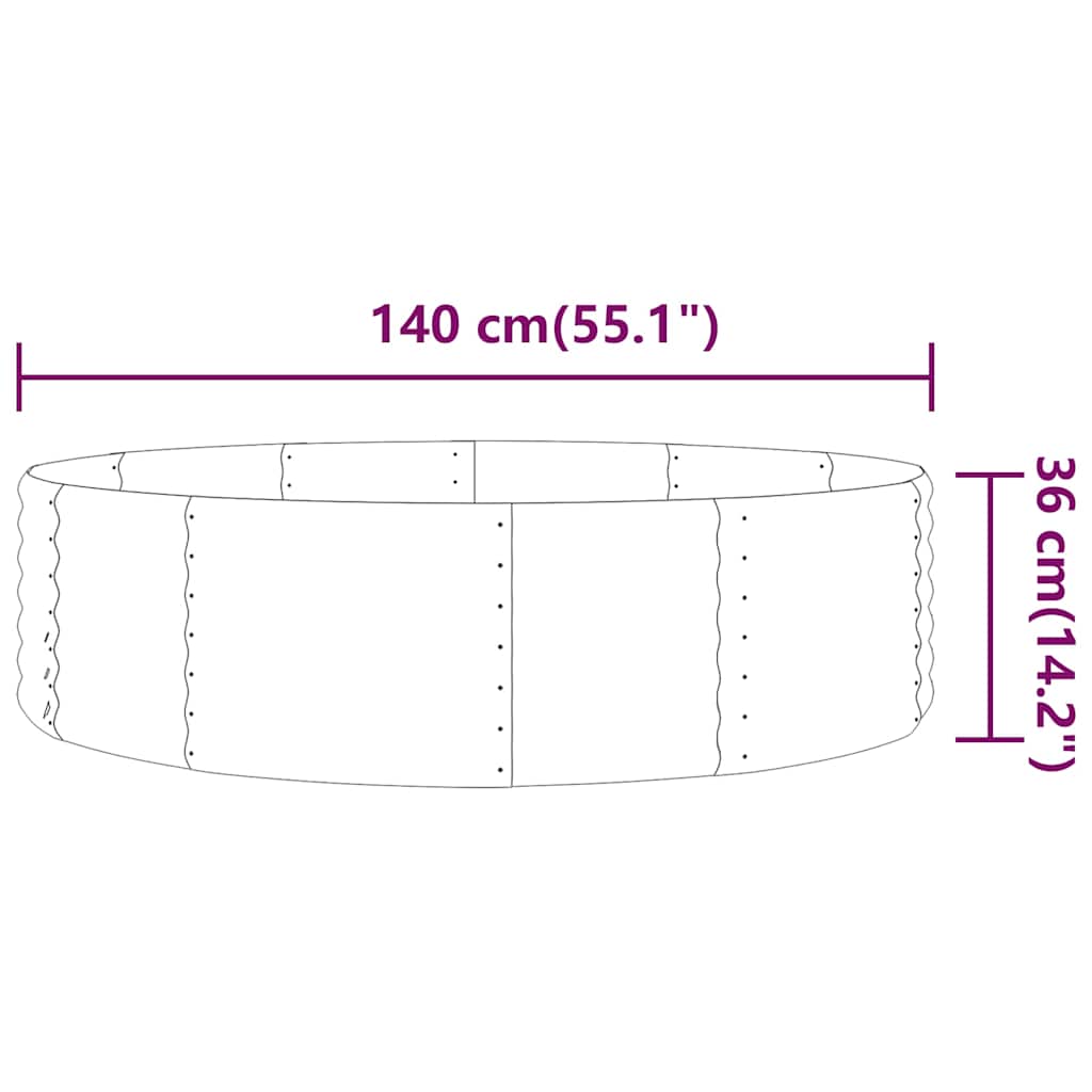 vidaXL Ζαρντινιέρα Ανθρακί 140x140x36εκ Γαλβανισμένος χάλυβας