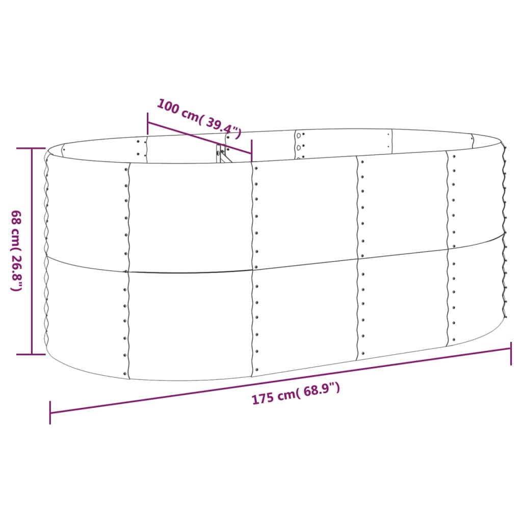 vidaXL Ζαρντινιέρα Ανθρακί 175x100x68εκ Ατσάλι με Ηλεκτρ. Βαφή Πούδρας