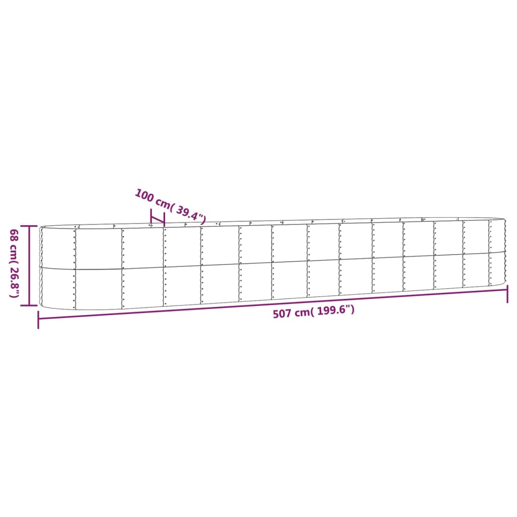 vidaXL Ζαρντινιέρα Ασημί 507x100x68 εκ. Ατσάλι με Ηλεκτρ. Βαφή Πούδρας