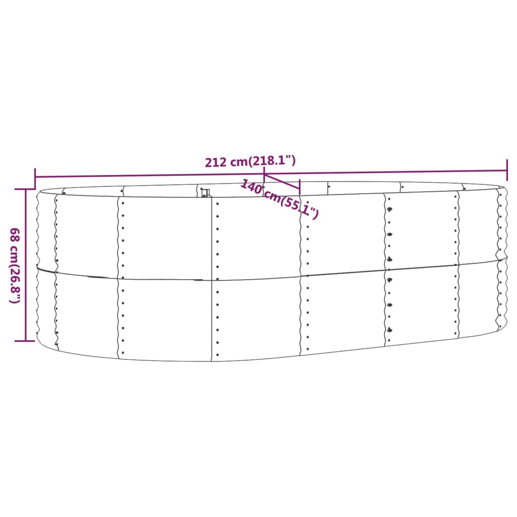 vidaXL Ζαρντινιέρα Ασημί 212x140x68 εκ. Γαλβανισμένος χάλυβας