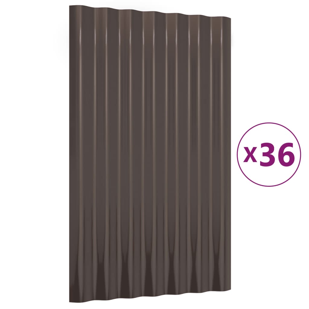 vidaXL Πάνελ Οροφής 36 τεμ. Καφέ 60 x 36 εκ. Γαλβανισμένος χάλυβας