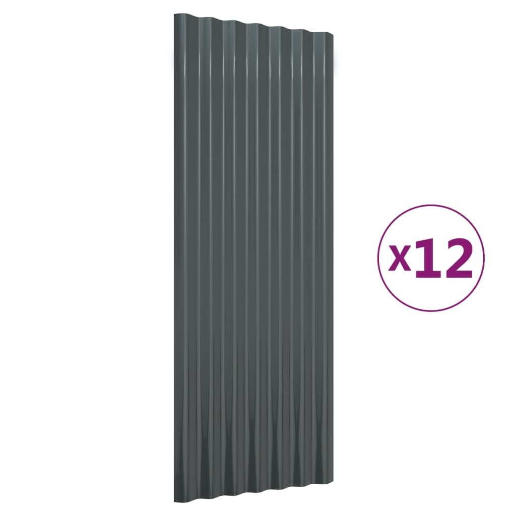 vidaXL Πάνελ Οροφής 12 τεμ. Ανθρακί 100x36 εκ Ατσάλινα με Ηλεκτρ. Βαφή