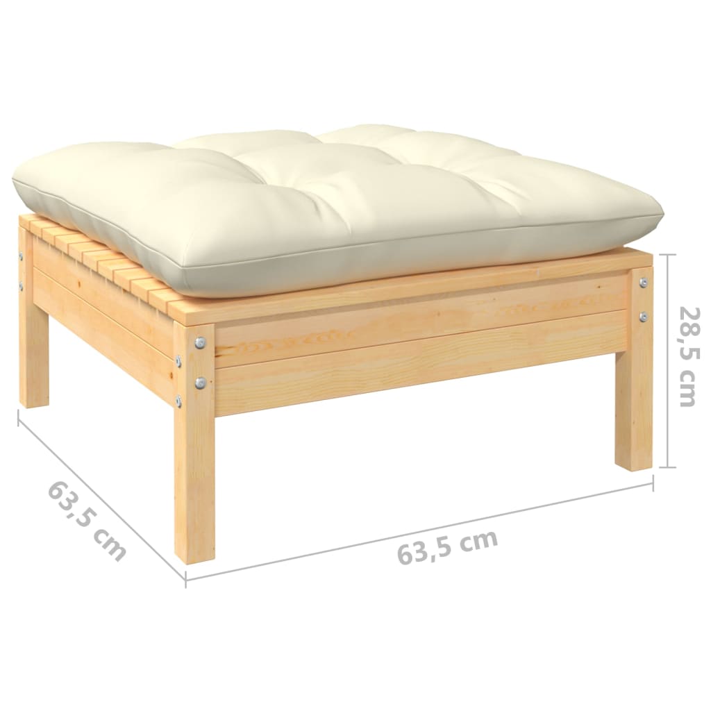 vidaXL Σαλόνι Κήπου Σετ 7 Τεμαχίων Μασίφ Ξύλο Πεύκου με Κρεμ Μαξιλάρια