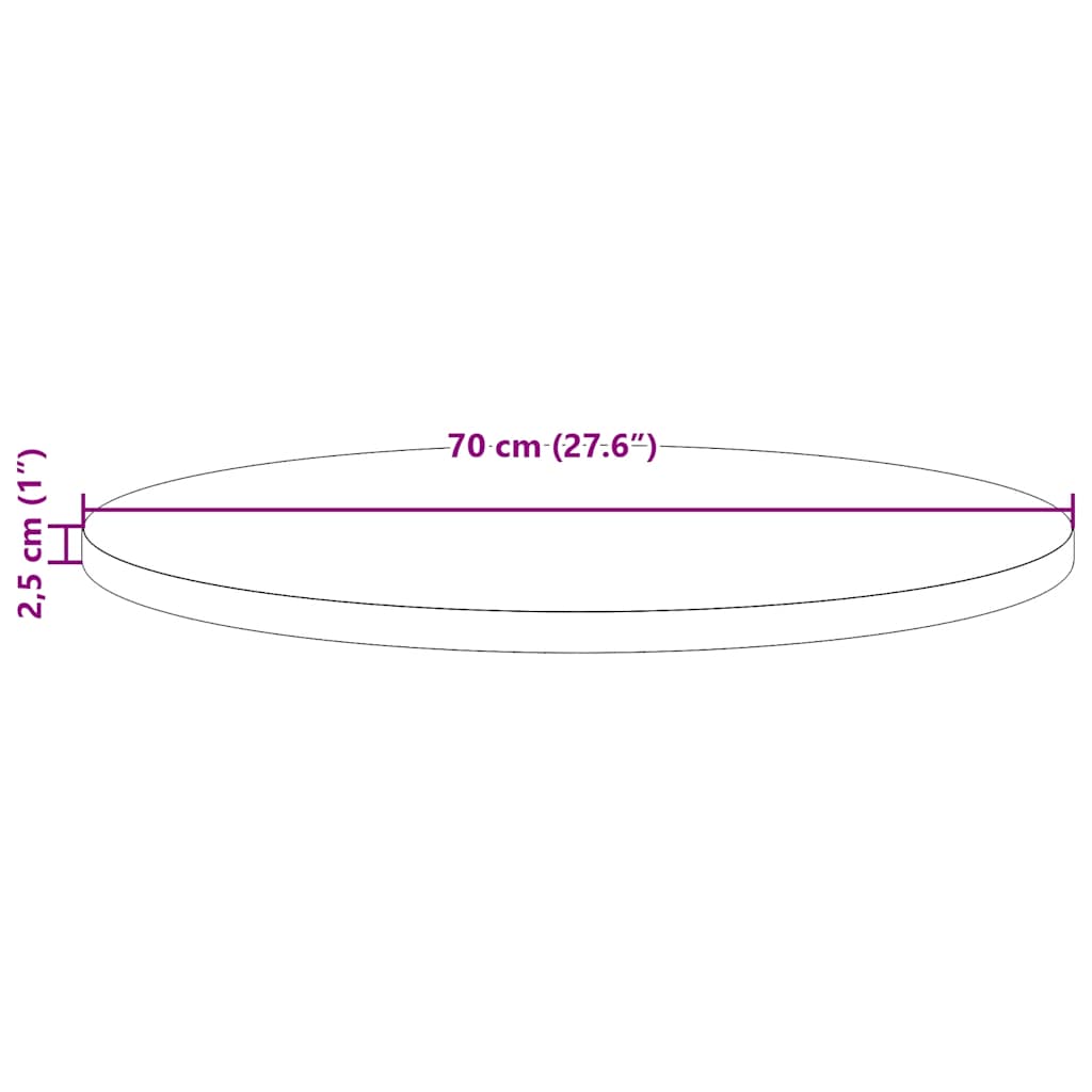 vidaXL Επιφάνεια Τραπεζιού Ø70 x 2,5 εκ. από Μασίφ Ξύλο Πεύκου