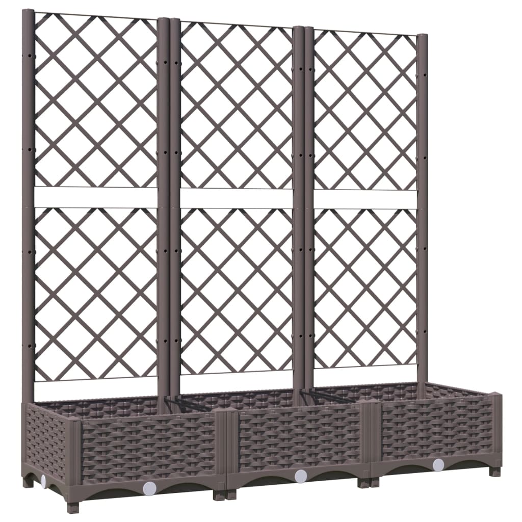 vidaXL Ζαρντινιέρα Κήπου με Καφασωτό Καφέ 120 x 40 x 121,5 εκ. από PP