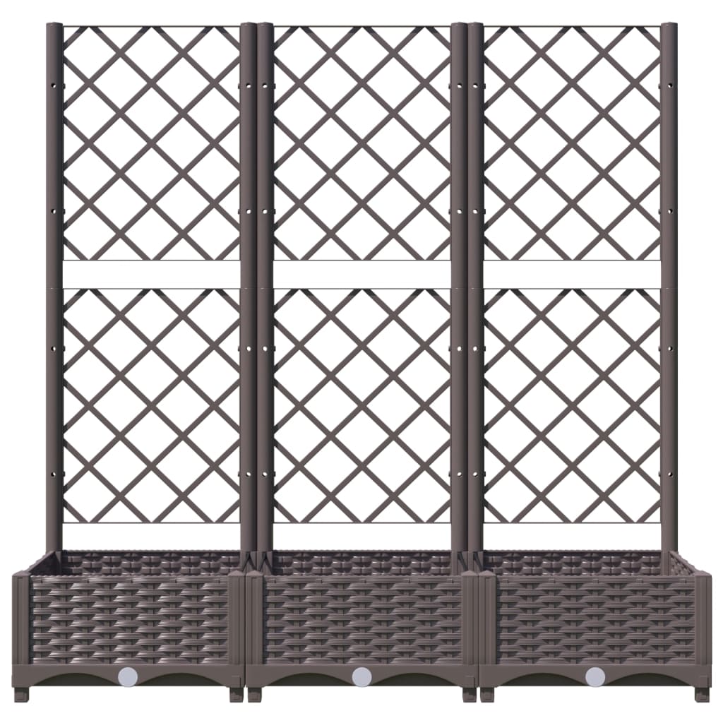 vidaXL Ζαρντινιέρα Κήπου με Καφασωτό Καφέ 120 x 40 x 121,5 εκ. από PP
