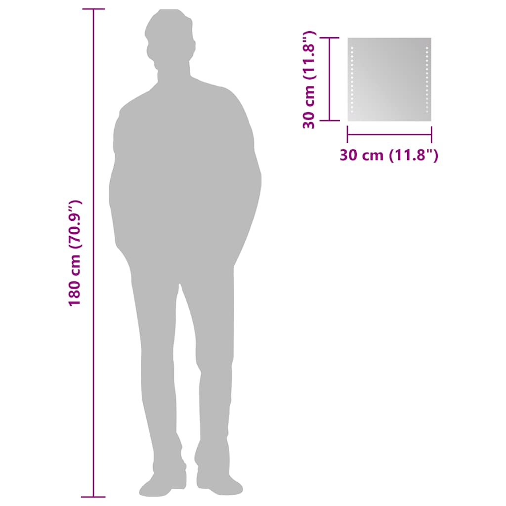 vidaXL Καθρέφτης Μπάνιου με LED 30x30 εκ.